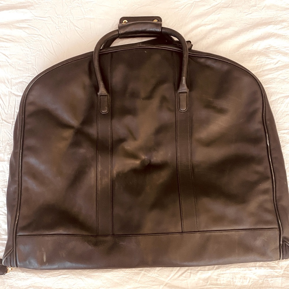 Coach black leather garment bag